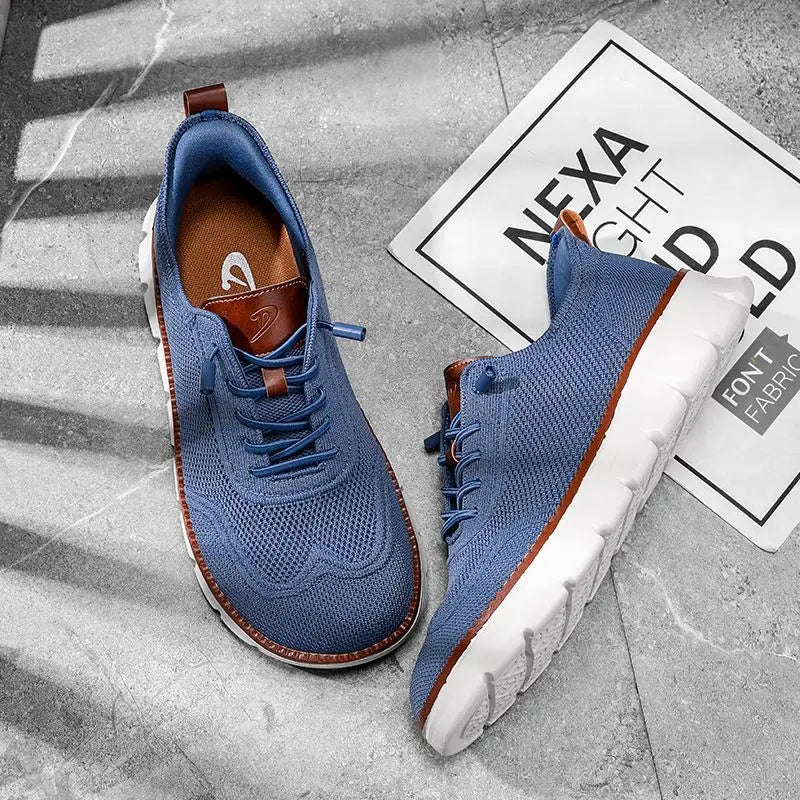Summer large-sized wide-toe casual shoes with soft sole and anti-slip function for men, breathable Fly-Weave men's shoes