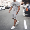 Fashionable men's summer new letter printed breathable round neck T-shirt shorts set outdoor quick drying casual clothing