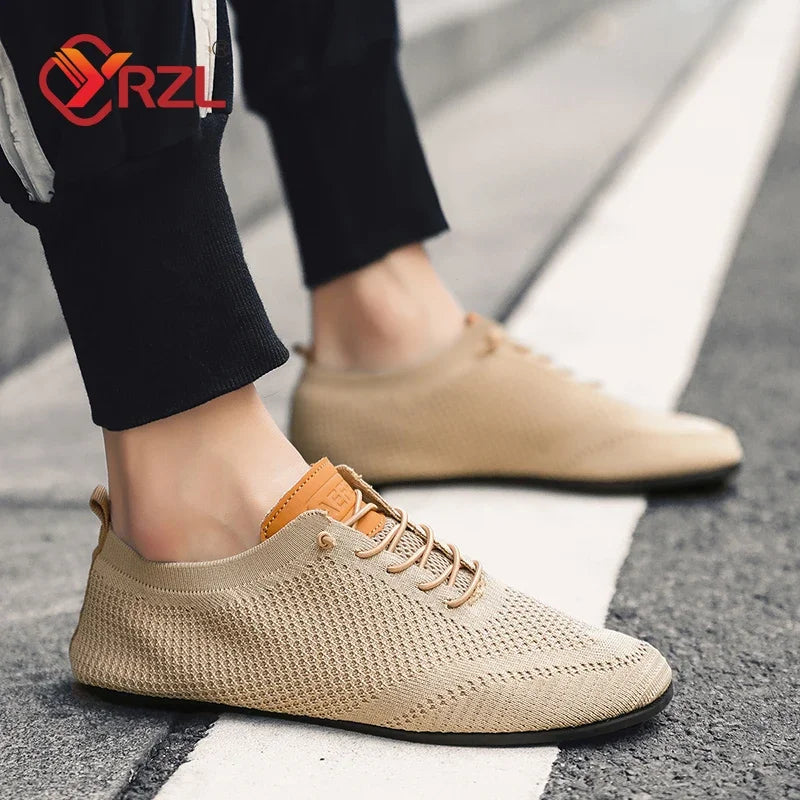 YRZL Men's Summer Mesh Thin Bottom New Style Breathable Non-Slip Casual Walking Slippers Lightweight Driving Shoes for Men