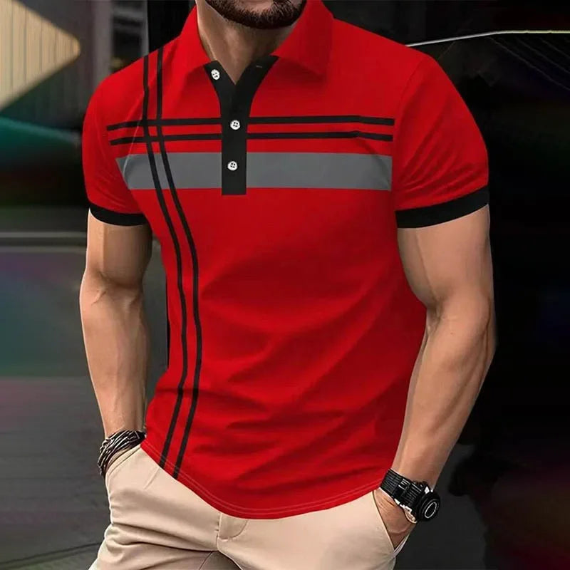 Summer Men Short Sleeve Fake Pocket Stitching Casual Polo Shirt Tops 100% Polyester