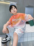 Boys Casual Summer Gradient T-Shirt and Shorts Set