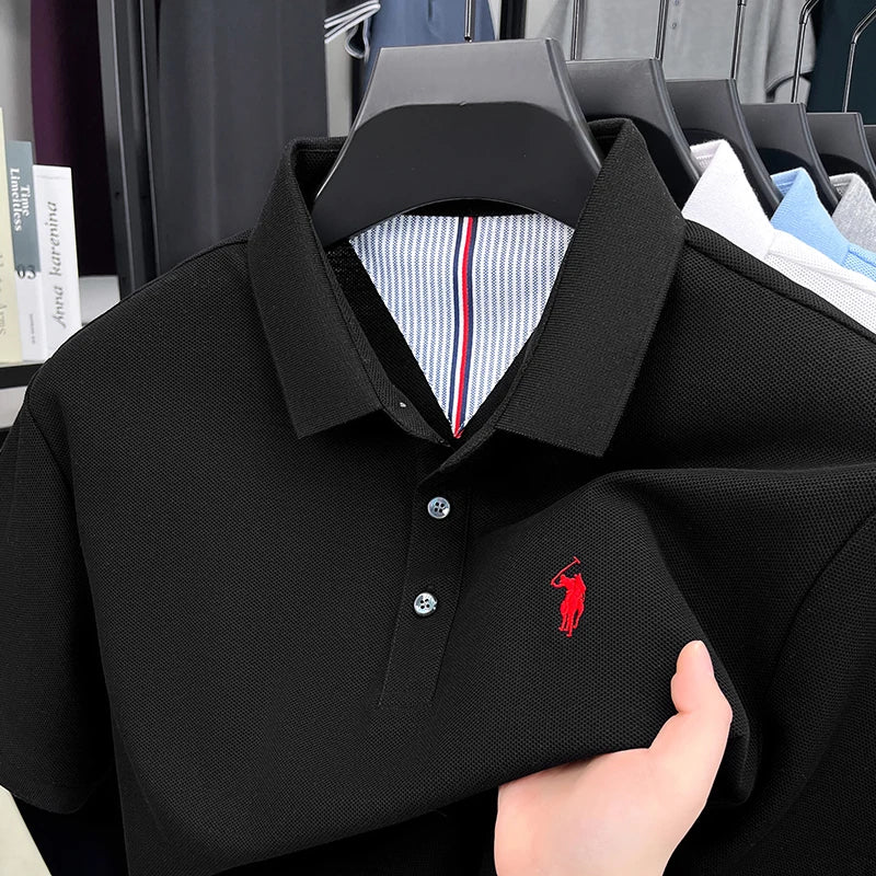 100% pure cotton high-end brand men's short sleeve polo shirt summer fashion original pony embroidery golf Paul  casual T-shirt
