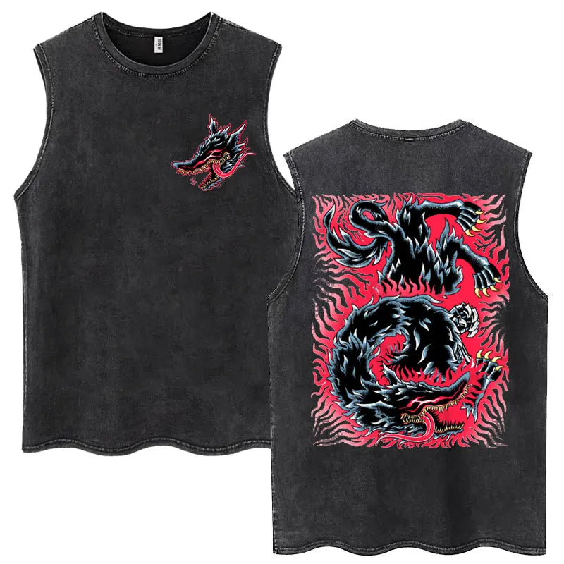 Anime Berserk Guts Washed Harajuku Tank Tops Retro Manga Gatsu Griffith Zodd Sleeveless T Shirts Unisex Cotton Oversized T-Shirt