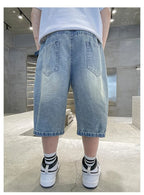 Boys Denim Shorts Blue Casual Knee Length Pants 5-14 Years