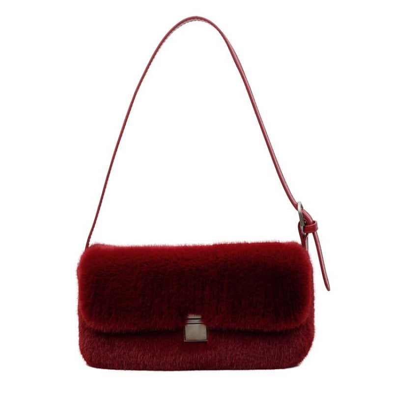 Retro Armpit Fashionable Shoulder Plush Bag