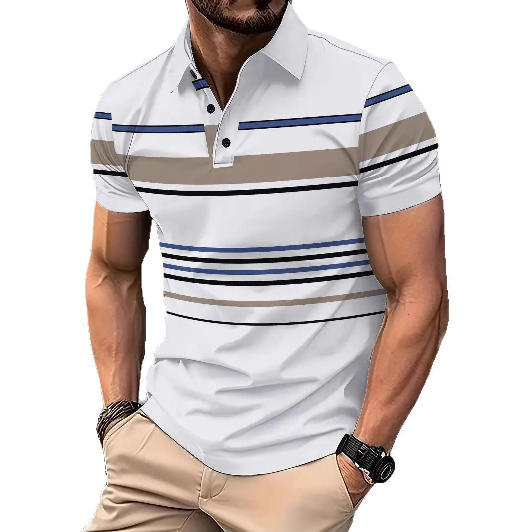 Men's Striped Short Sleeve Summer Business Casual Loose T-shirt