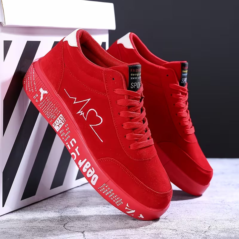 Men's Street Style Sneakers - Heart-shaped Design