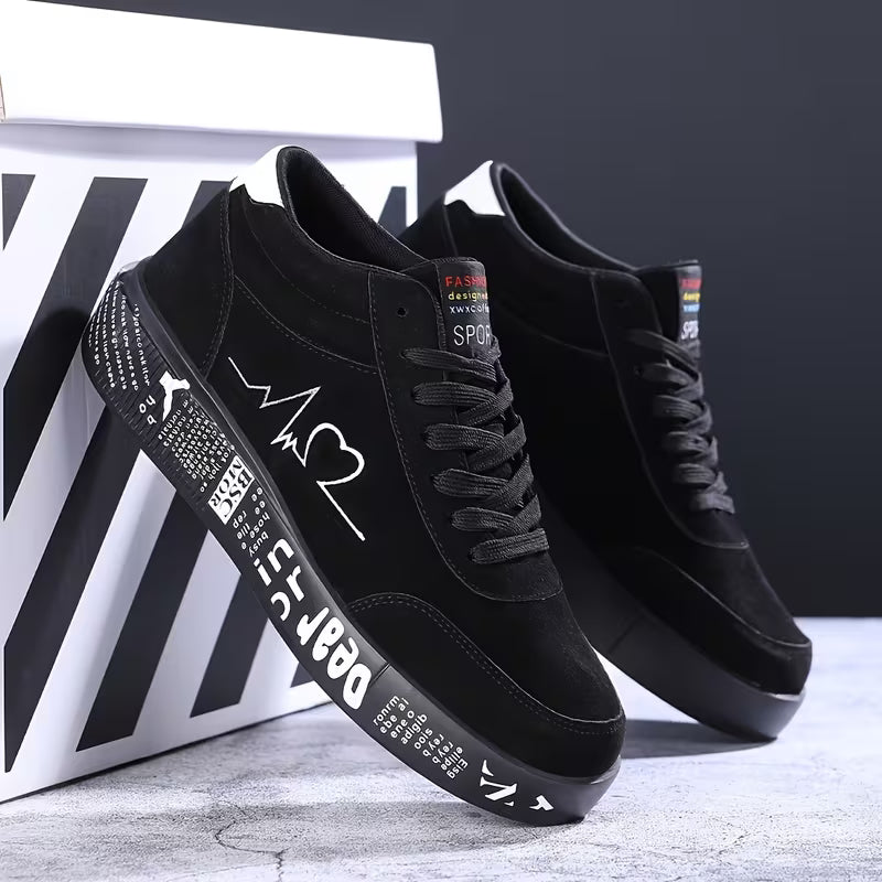 Men's Street Style Sneakers - Heart-shaped Design