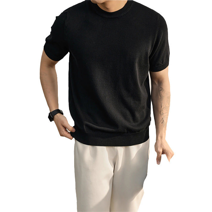 Plus Size Short-sleeved Sweater Men's Lightly Mature Casual