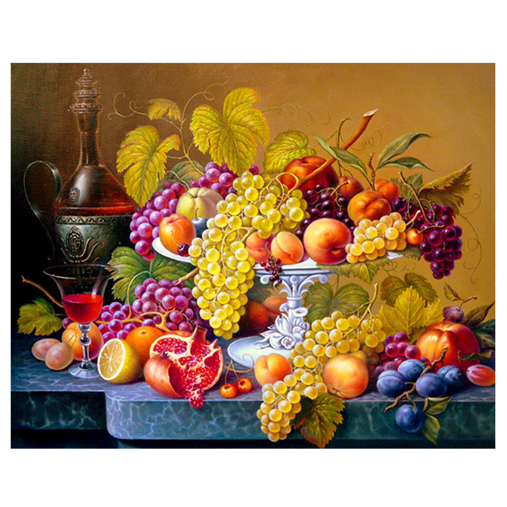 Full Square Glass Picture, Fruit Diamond Embroidery, Kitchen Wall Decor, Rhinestone Mosaic Picture