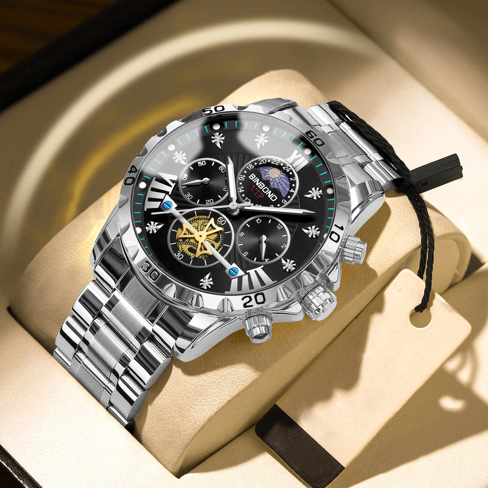Men's Business Student Night Light Waterproof Flywheel Quartz Watch