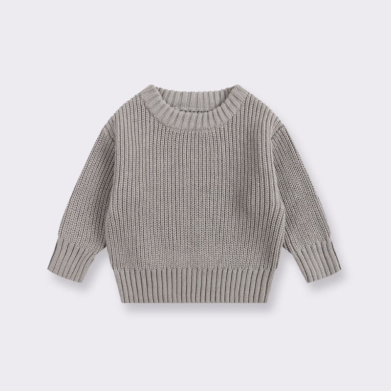 Simple Solid Color Girls' Round Neck Base Knitwear