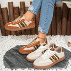 Retro New Arrival Lace-up Color-block Round-toe Contrasting-color Flats