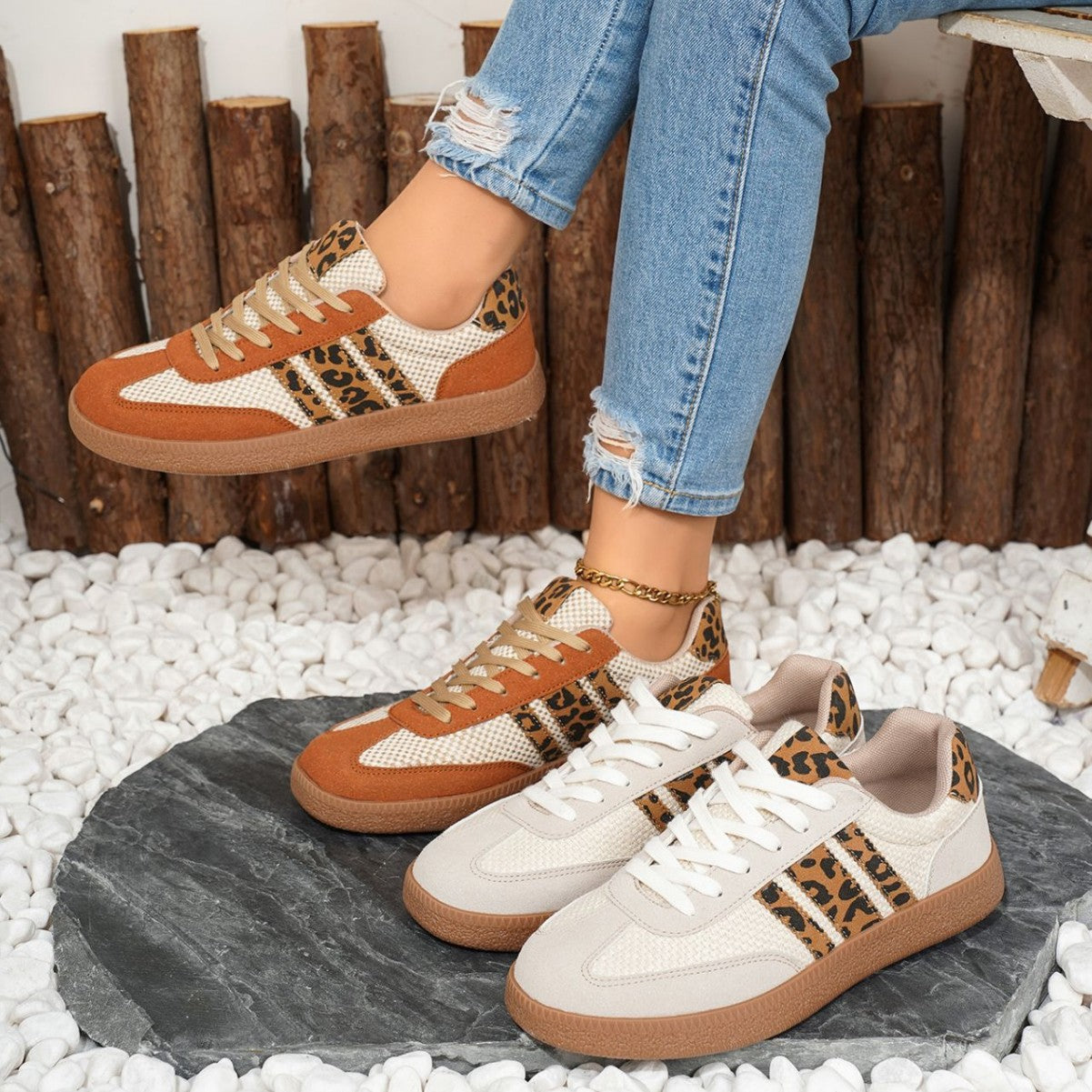 Retro New Arrival Lace-up Color-block Round-toe Contrasting-color Flats