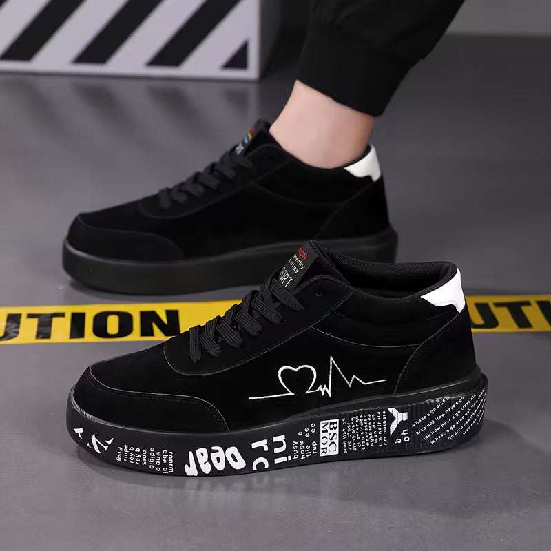 Men's Street Style Sneakers - Heart-shaped Design