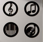 Black Music Notes Wooden Wall Home Decor