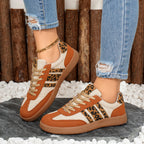 Retro New Arrival Lace-up Color-block Round-toe Contrasting-color Flats