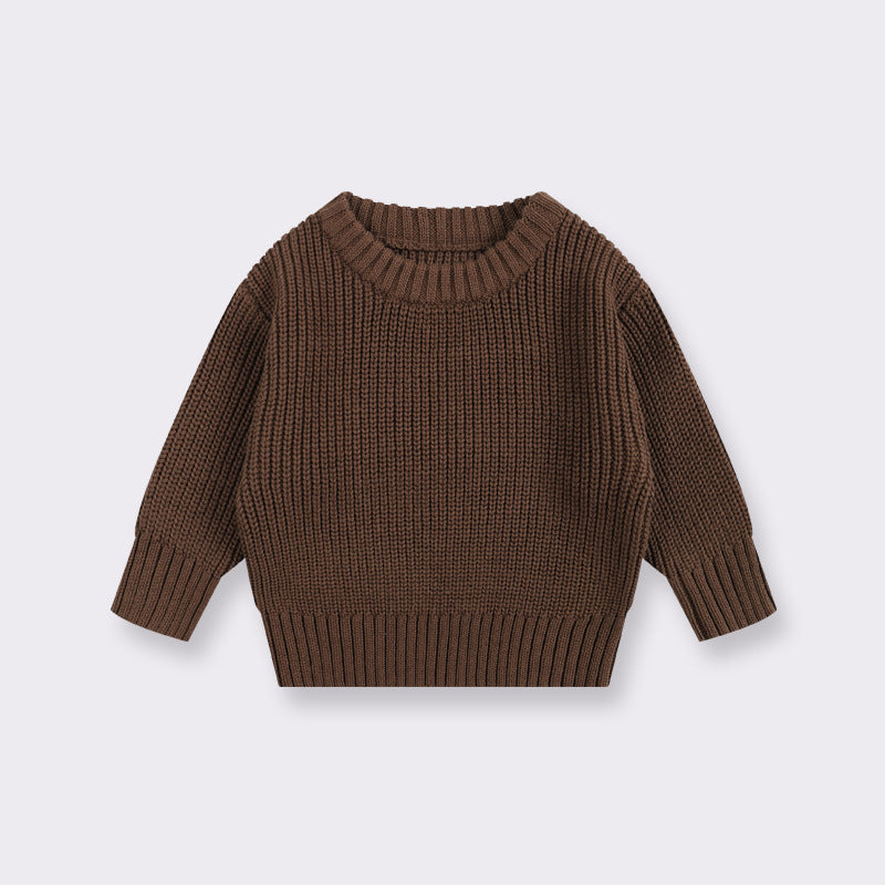 Simple Solid Color Girls' Round Neck Base Knitwear